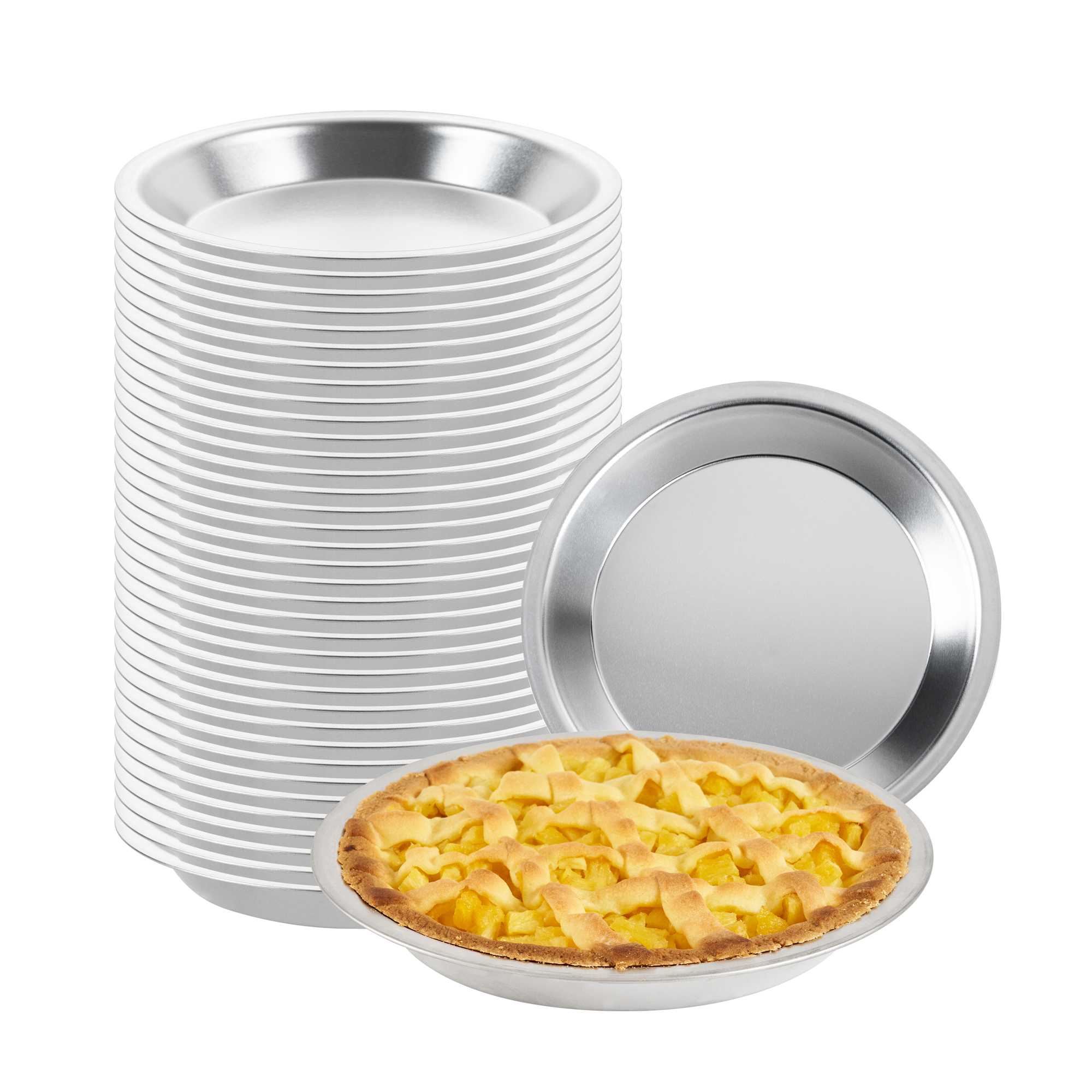 Pastry Tek 21 Gauge Aluminum Pie Pan - 9" x 9" x 1 1/4"- 1 count box