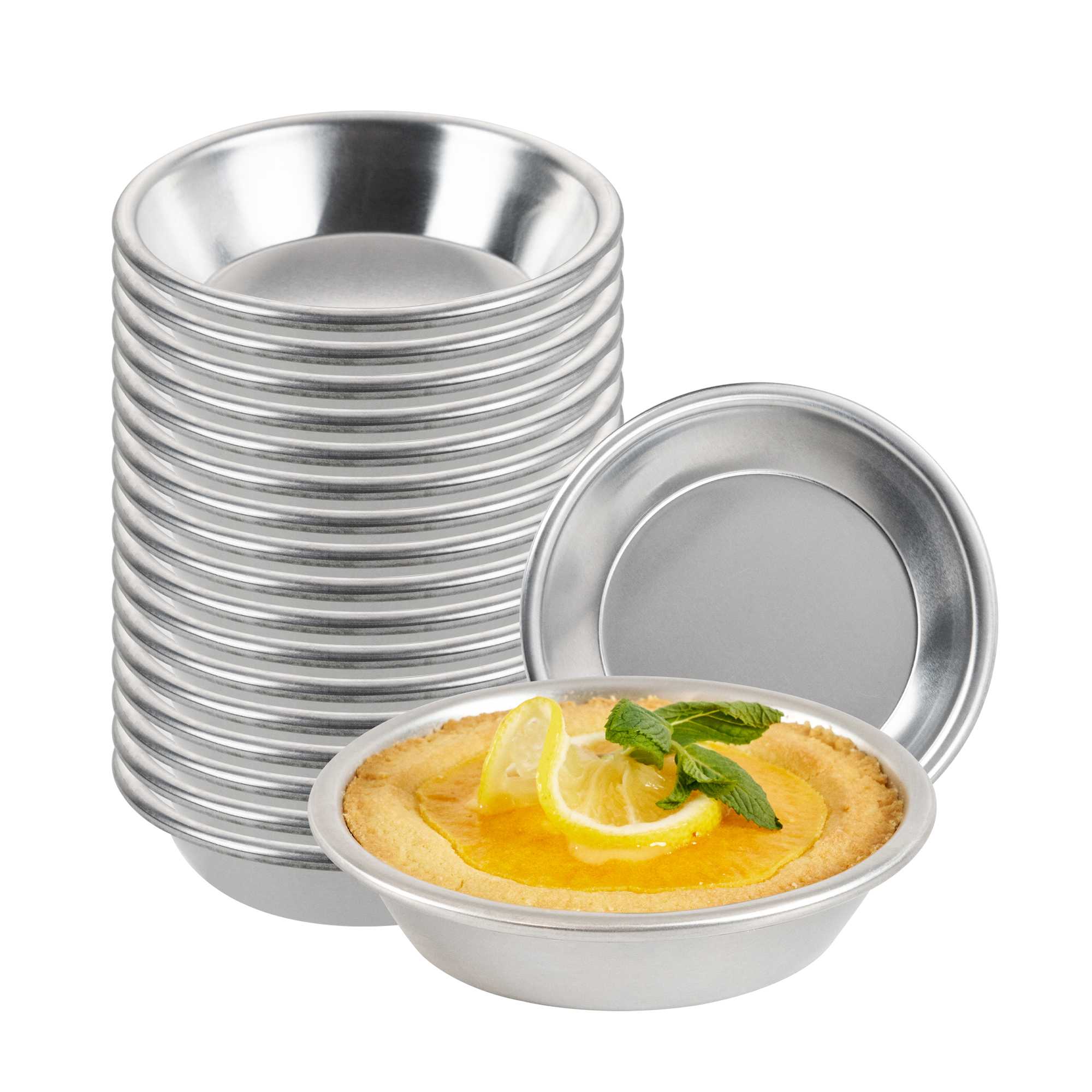 Pastry Tek 18 Gauge Mini Aluminum Pie Pan - 4" x 4" x 1" - 1 count box