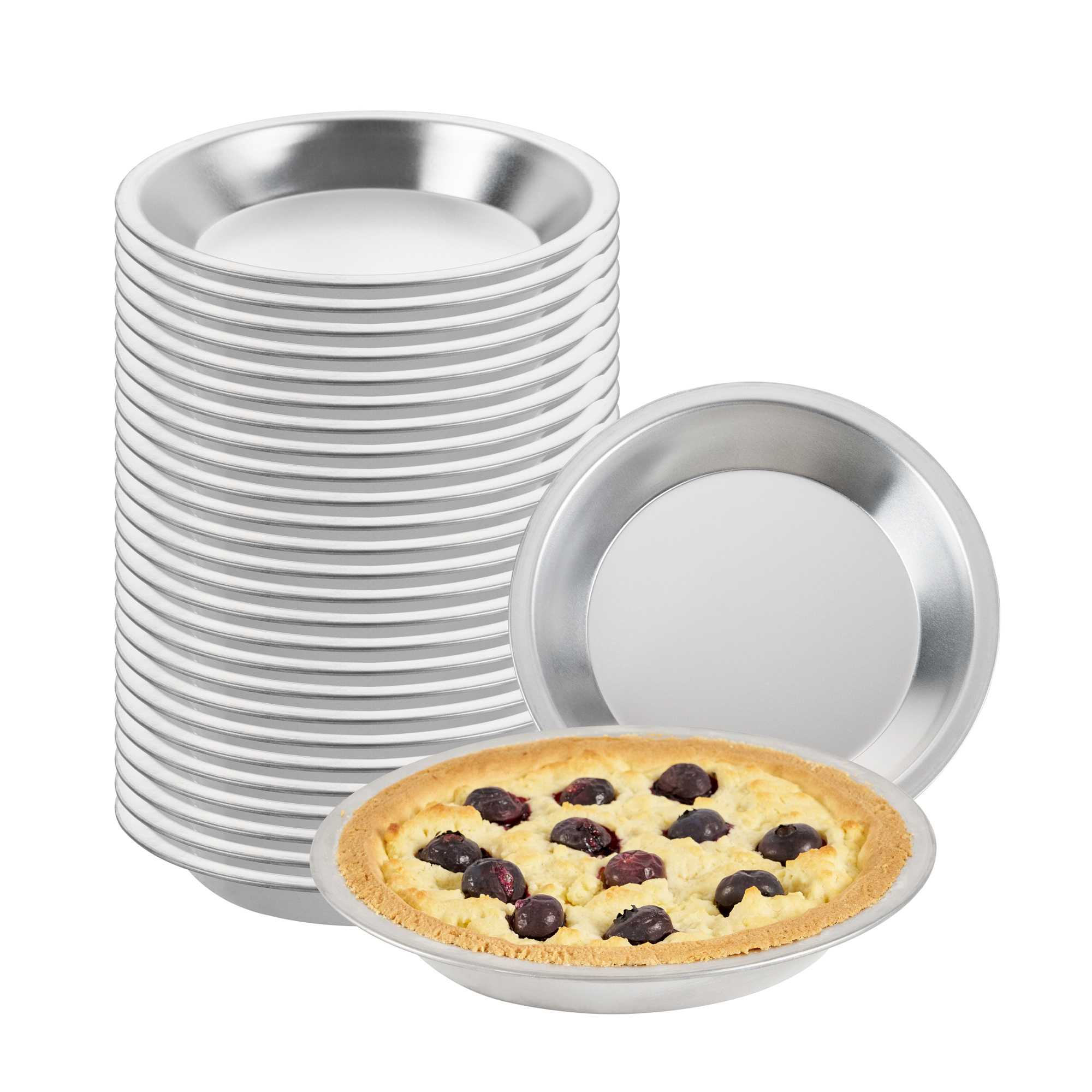 Pastry Tek 18 Gauge Aluminum Pie Pan - 8" x 8" x 1 1/4"- 1 count box