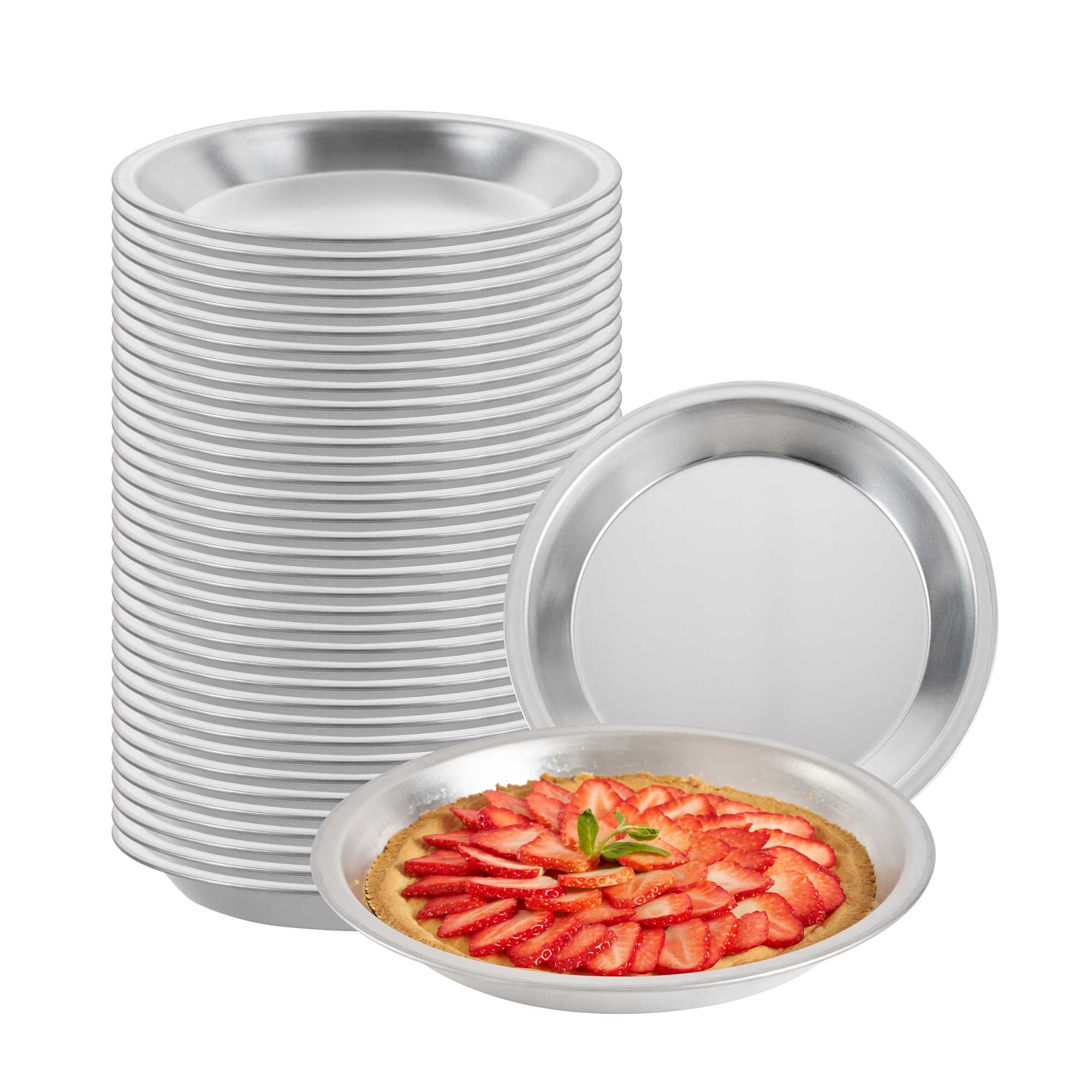Pastry Tek 18 Gauge Aluminum Pie Pan - 10" x 10" x 1 1/4"- 1 count box
