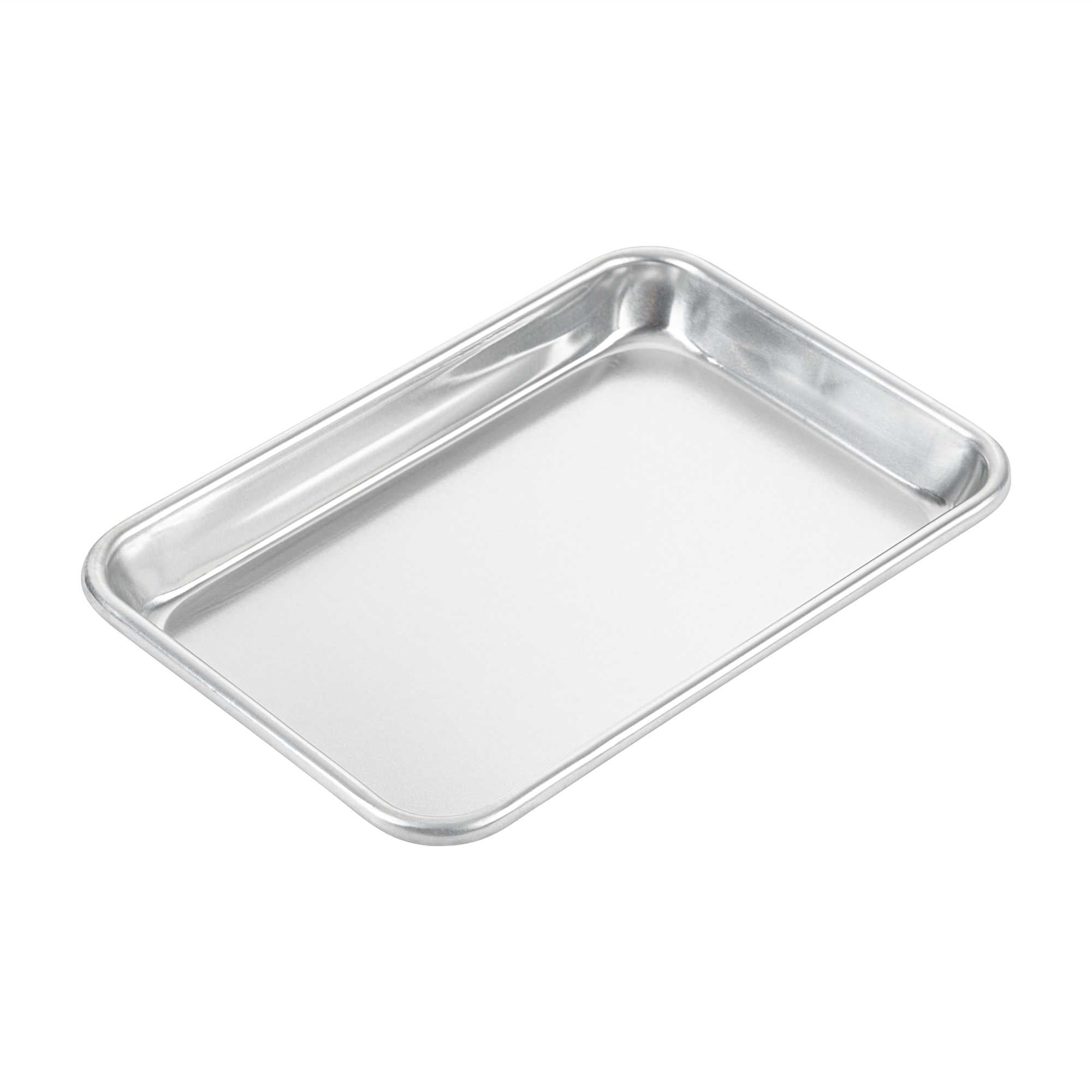 Met Lux 19-gauge 1/8 Size Aluminum Bun / Sheet Pan - Wire-Reinforced Beaded Rim - 6 1/2" × 9 1/2" × 1" - 12 Count Box