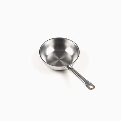 German Standard 2 qt Stainless Steel Saucier Pan - with Aluminum-Clad Bottom, Welded Hollow Handle - 1 count box