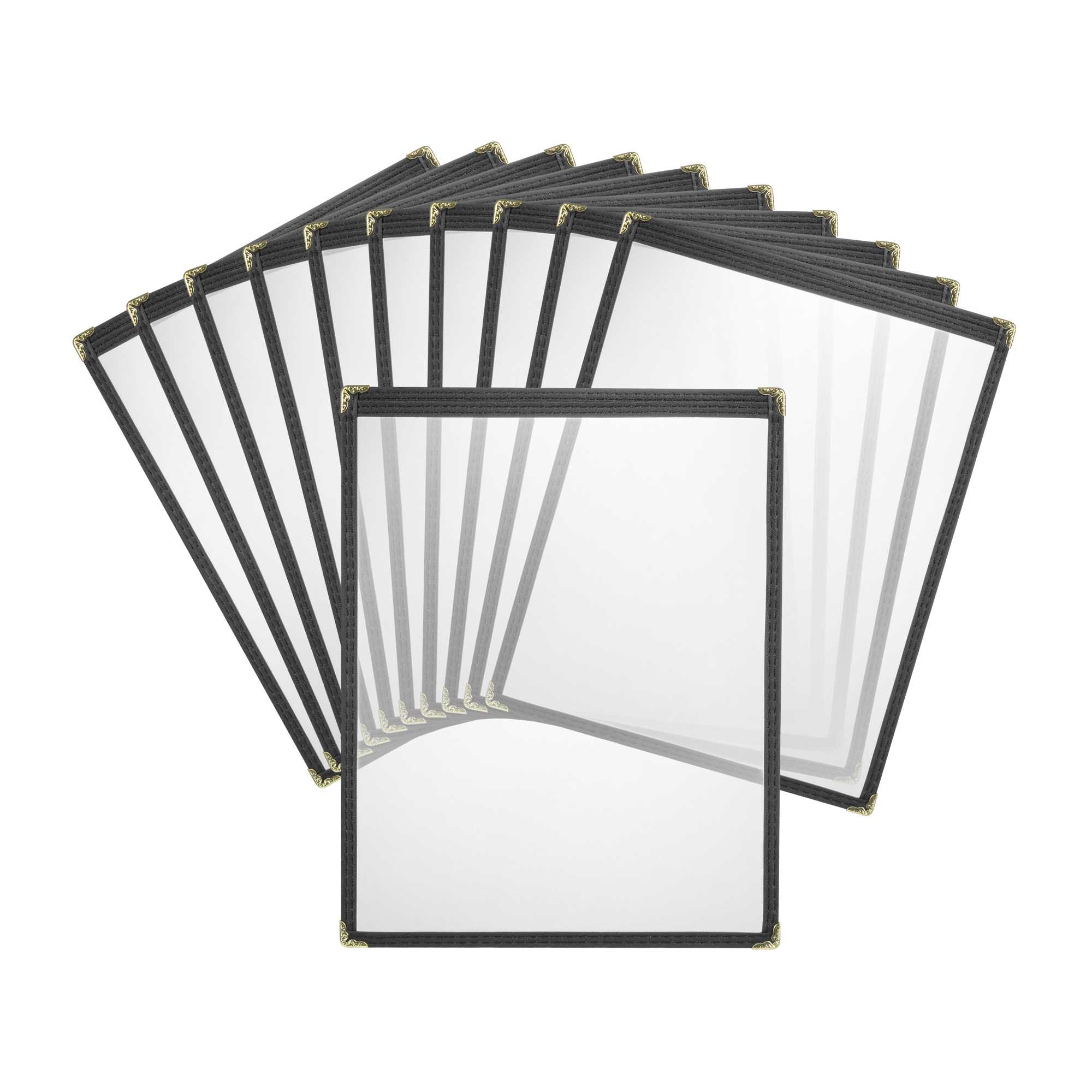 Chef 101 Black Plastic 2-View Single Pocket Menu Cover - 8 1/2" x 11"- 12 count box