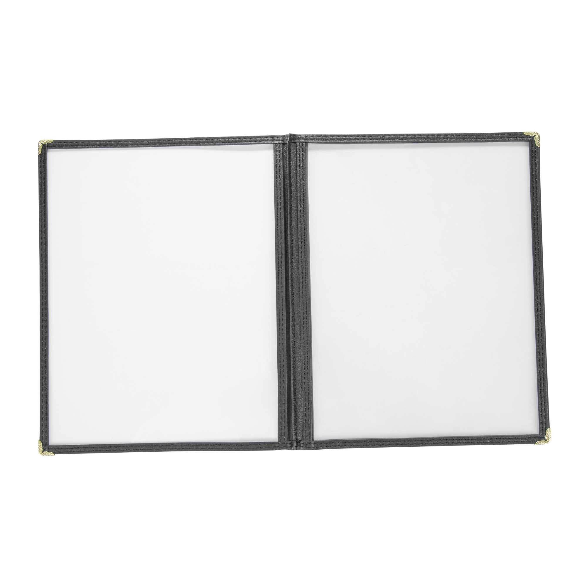 Chef 101 Black Plastic 6-View Three Pocket Menu Cover - 8 1/2" x 11"- 12 count box