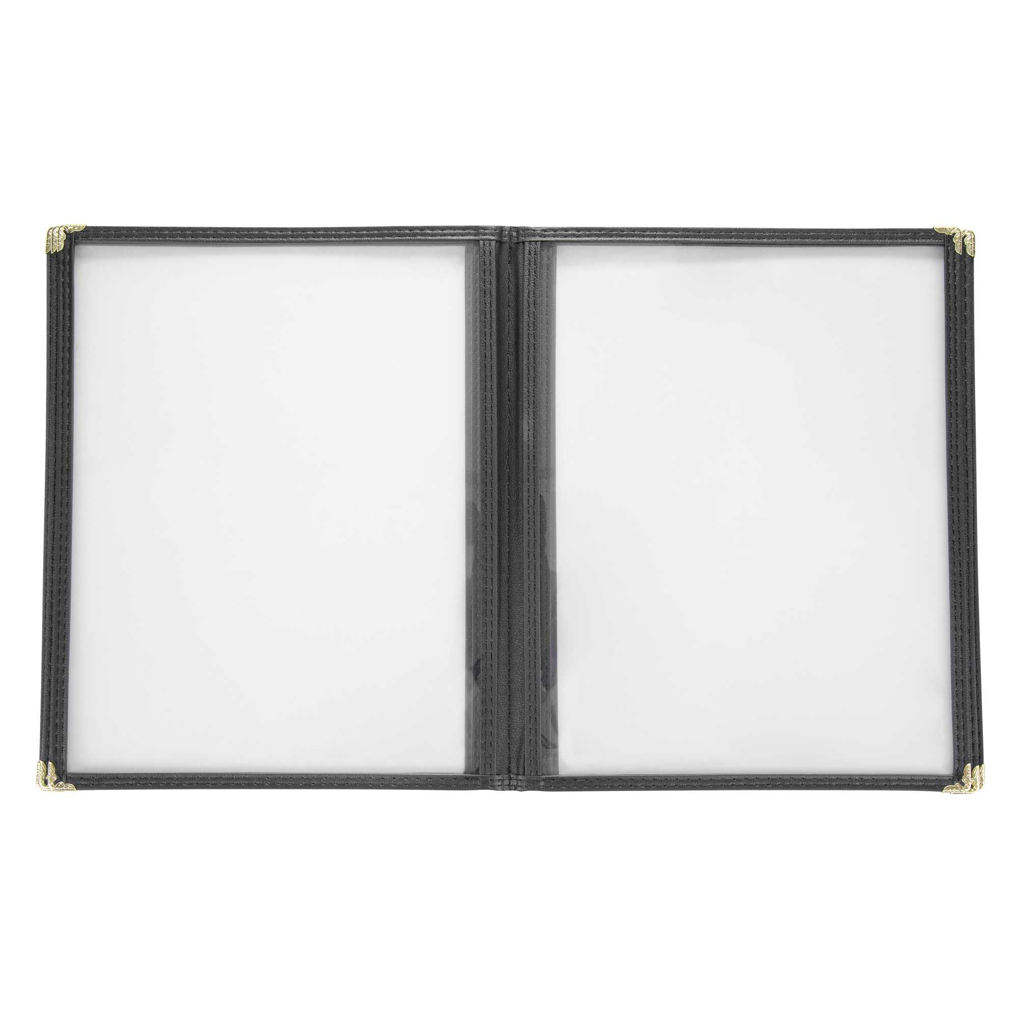 Chef 101 Black Plastic 12-View Six Pocket Menu Cover - 8 1/2" x 11"- 12 count box
