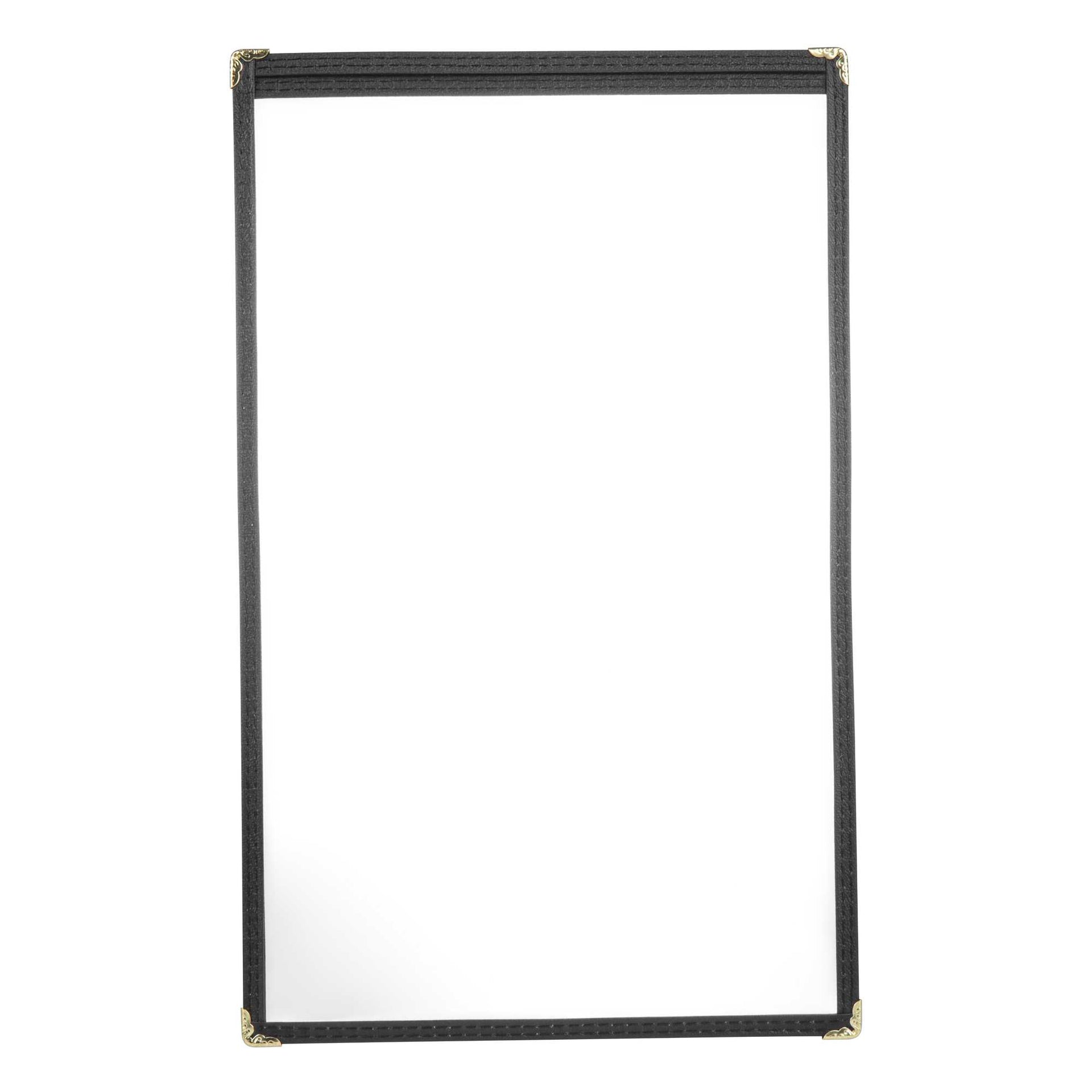 Chef 101 Black Plastic 2-View Single Pocket Menu Cover - 8 1/2" x 14" - 12 count box