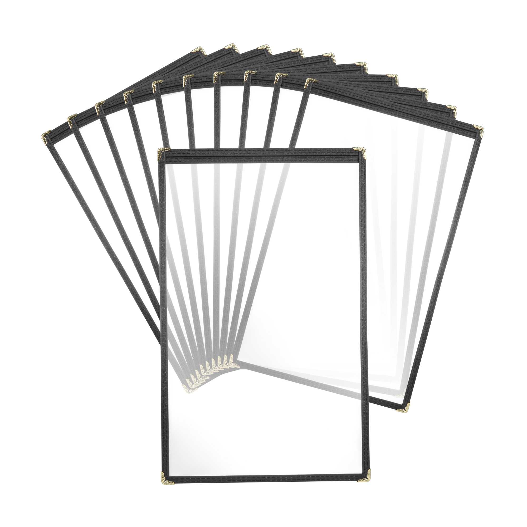 Chef 101 Black Plastic 2-View Single Pocket Menu Cover - 8 1/2" x 14" - 12 count box