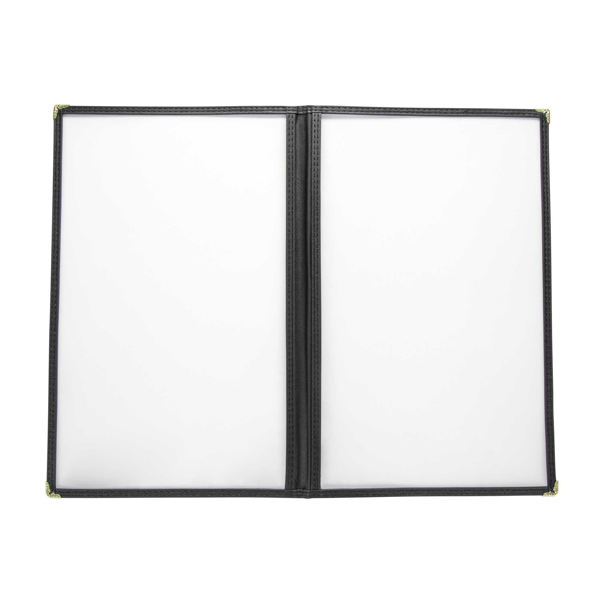 Chef 101 Black Plastic 4-View Two Pocket Menu Cover - 8 1/2" x 14" - 12 count box