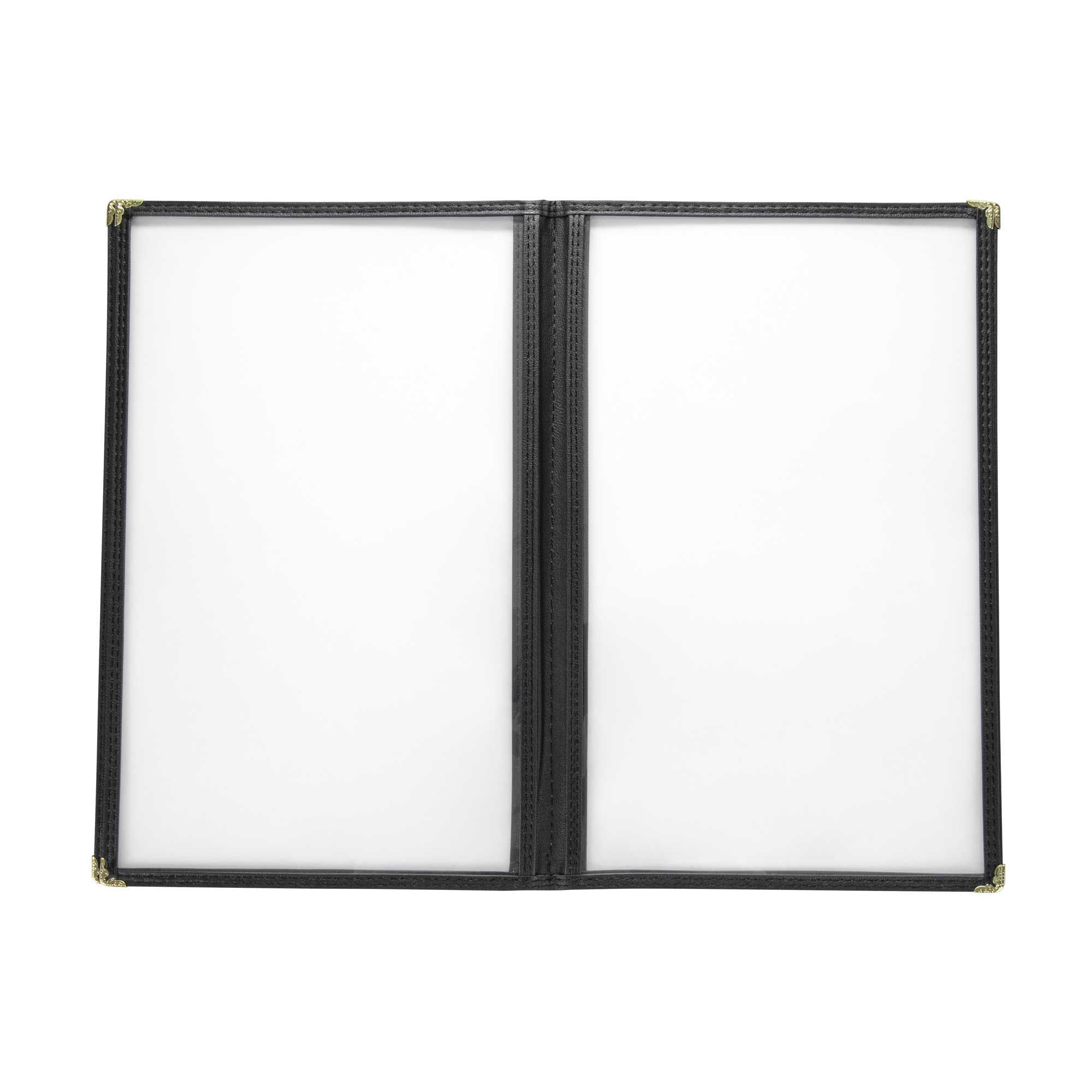 Chef 101 Black Plastic 8-View Four Pocket Menu Cover - 8 1/2" x 14" - 12 count box