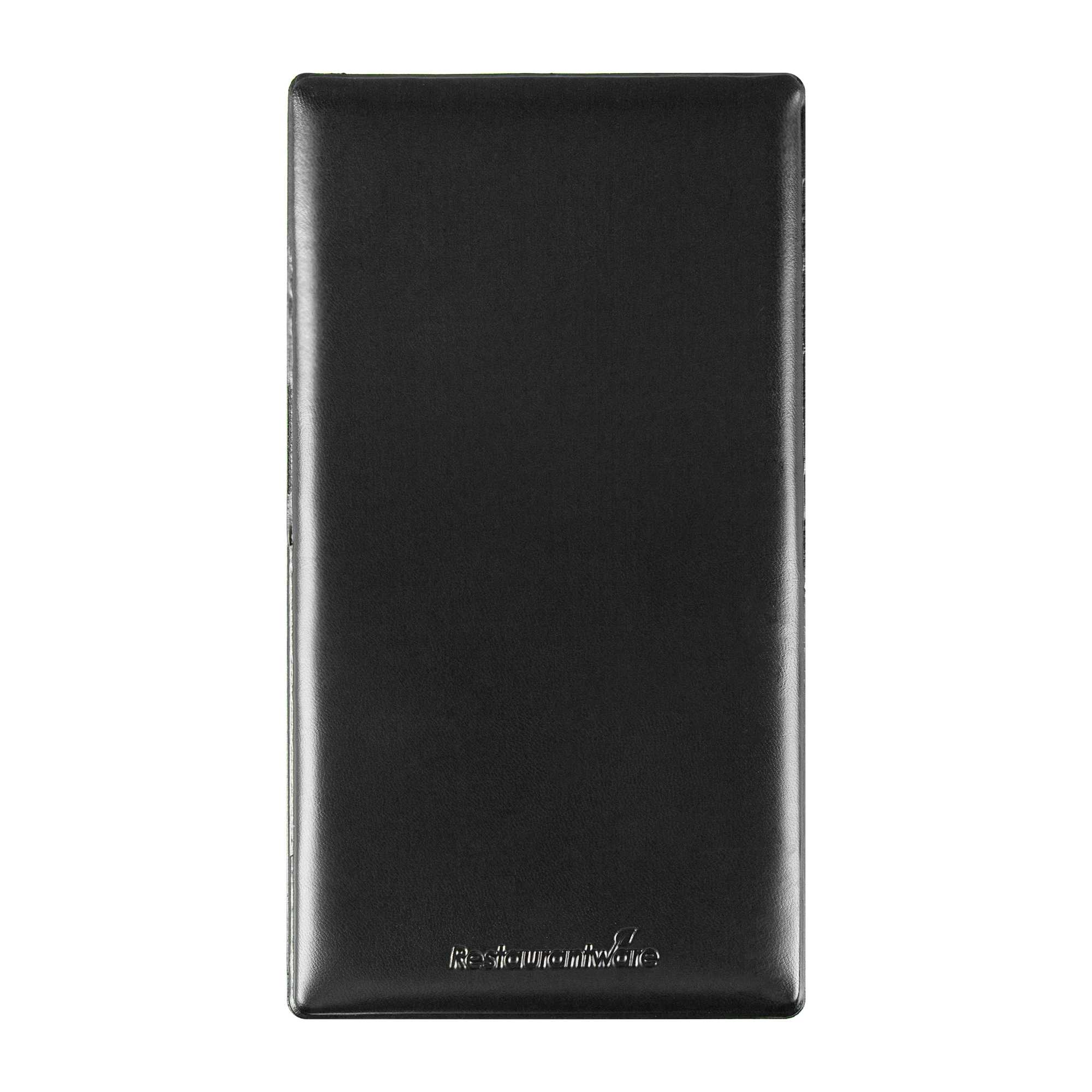 Chef 101 Black Vinyl Single Panel Guest Check Presenter - 5" x 9" - 1 count box