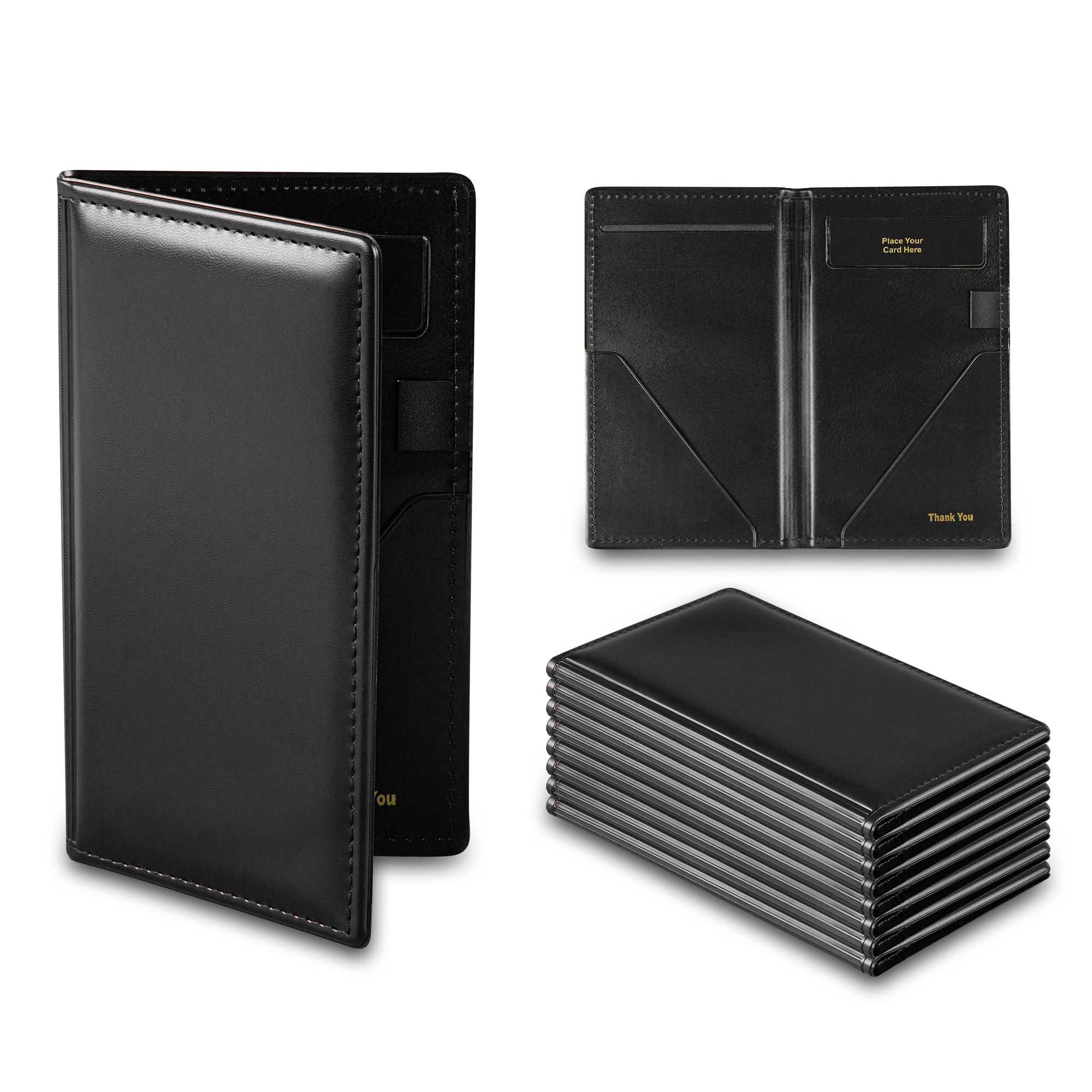 Chef 101 Black Vinyl Guest Check Presenter / Server Book - 5" x 9" - 1 count box