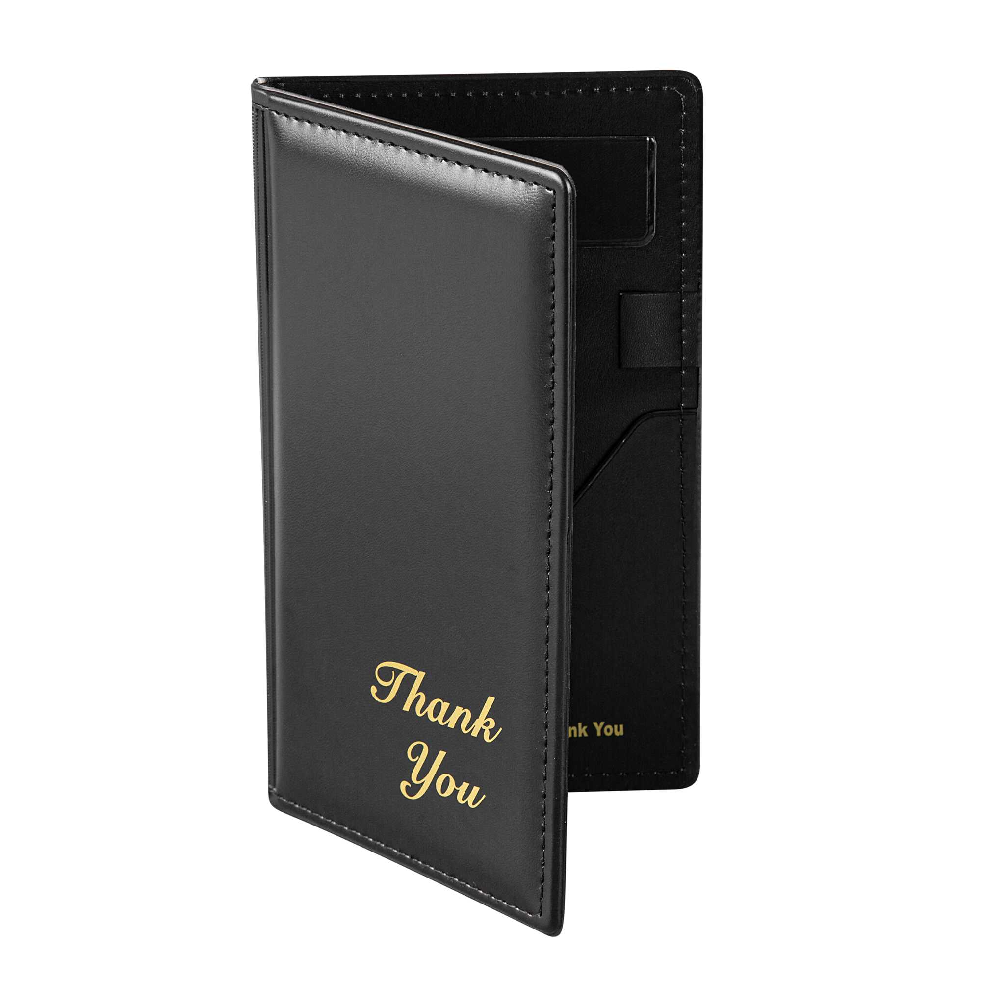 Chef 101 Black Vinyl Guest Check Presenter - with Gold "Thank You" - 5" x 9" - 1 count box