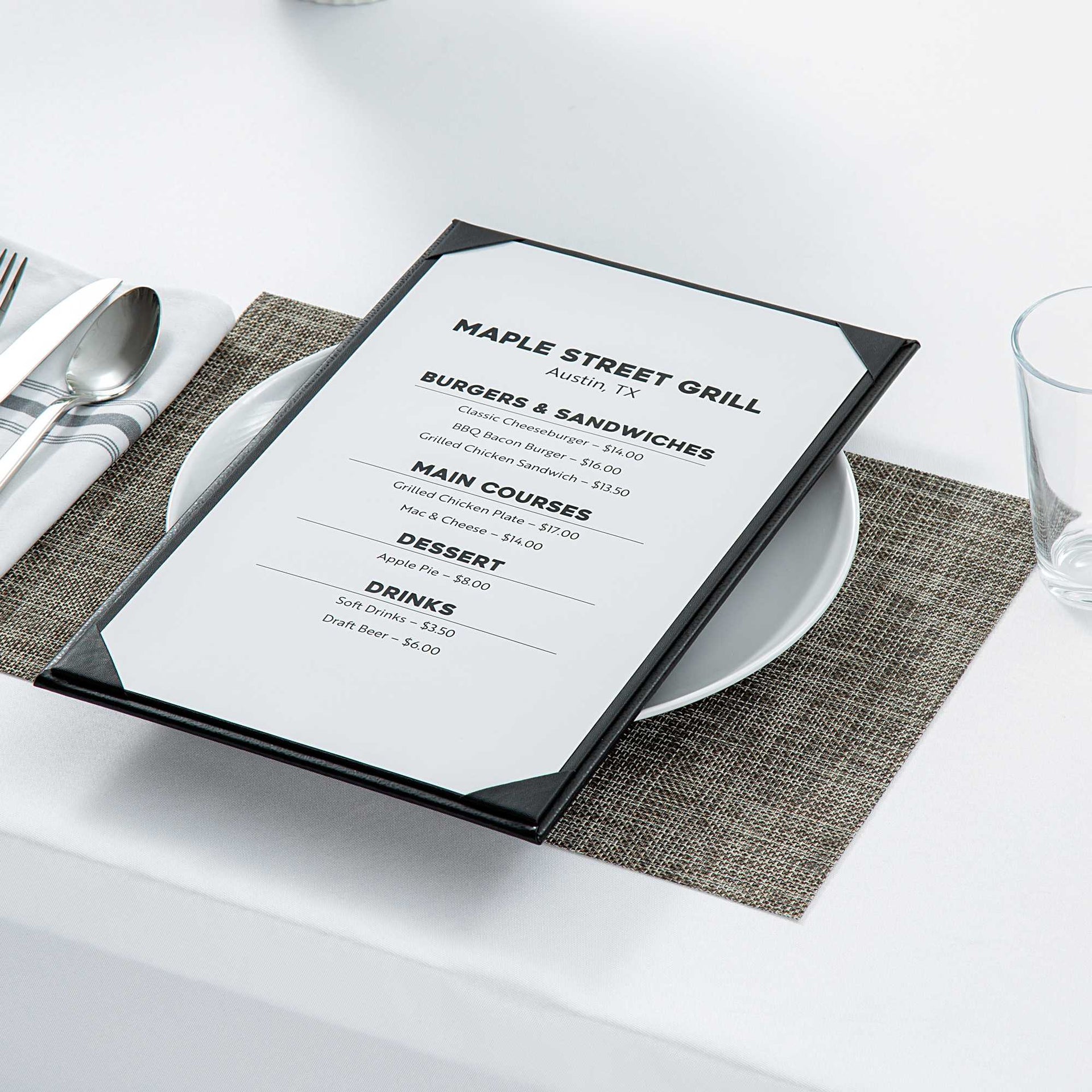 Chef 101 Black Vinyl Menu Board - Single Panel, 1-View - 8 1/2" x 14" - 1 count box
