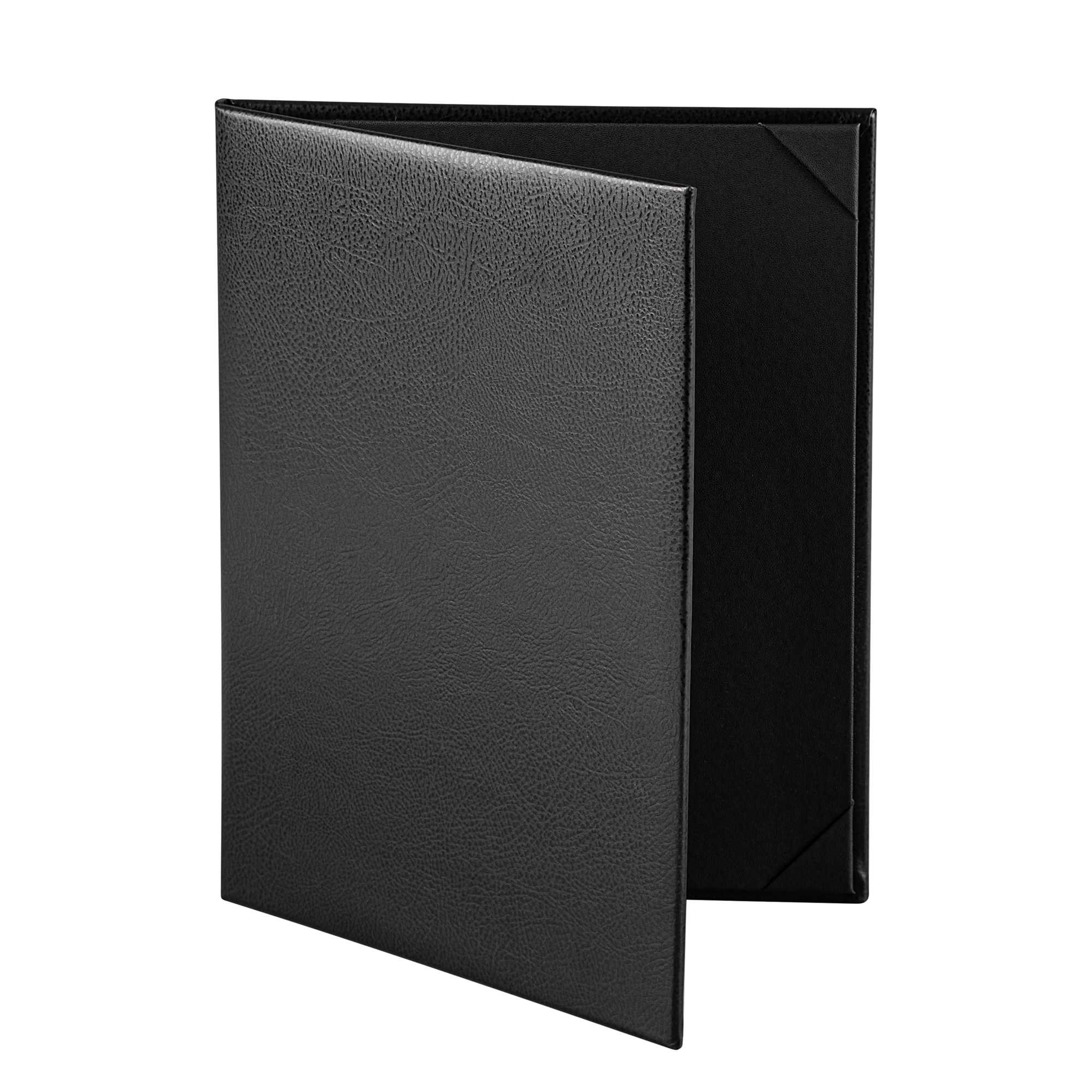 Chef 101 Black Vinyl Menu Booklet - 2-View - 8 1/2" x 11" - 1 count box