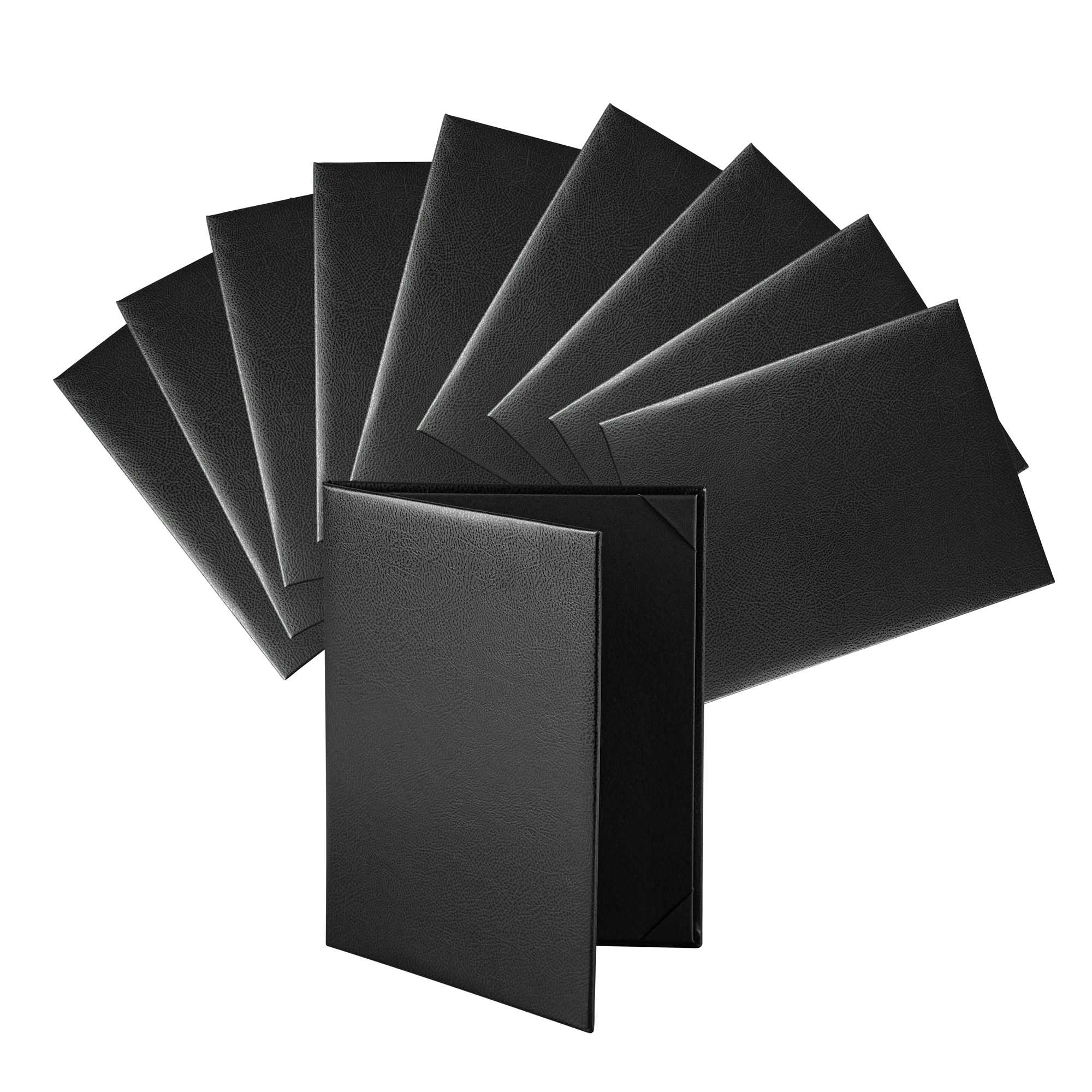 Chef 101 Black Vinyl Menu Booklet - 2-View - 8 1/2" x 11" - 1 count box