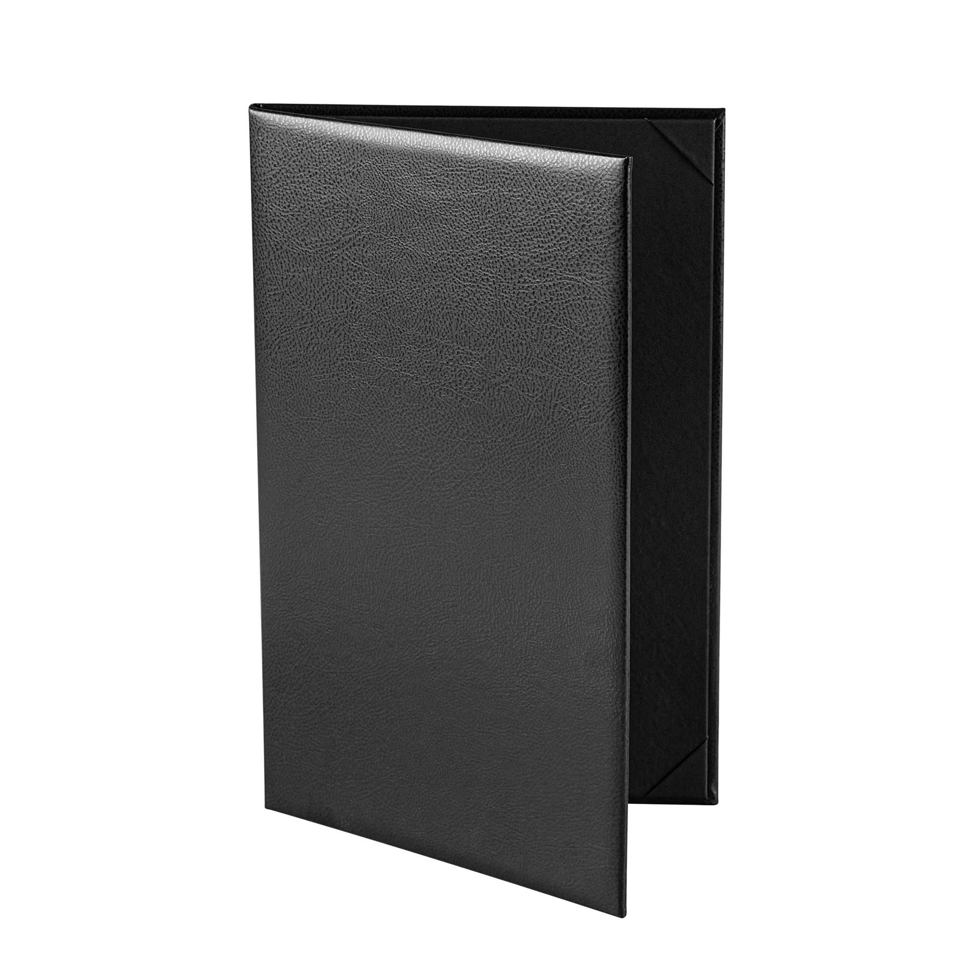 Chef 101 Black Vinyl Menu Booklet - 2-View - 8 1/2" x 14" - 1 count box
