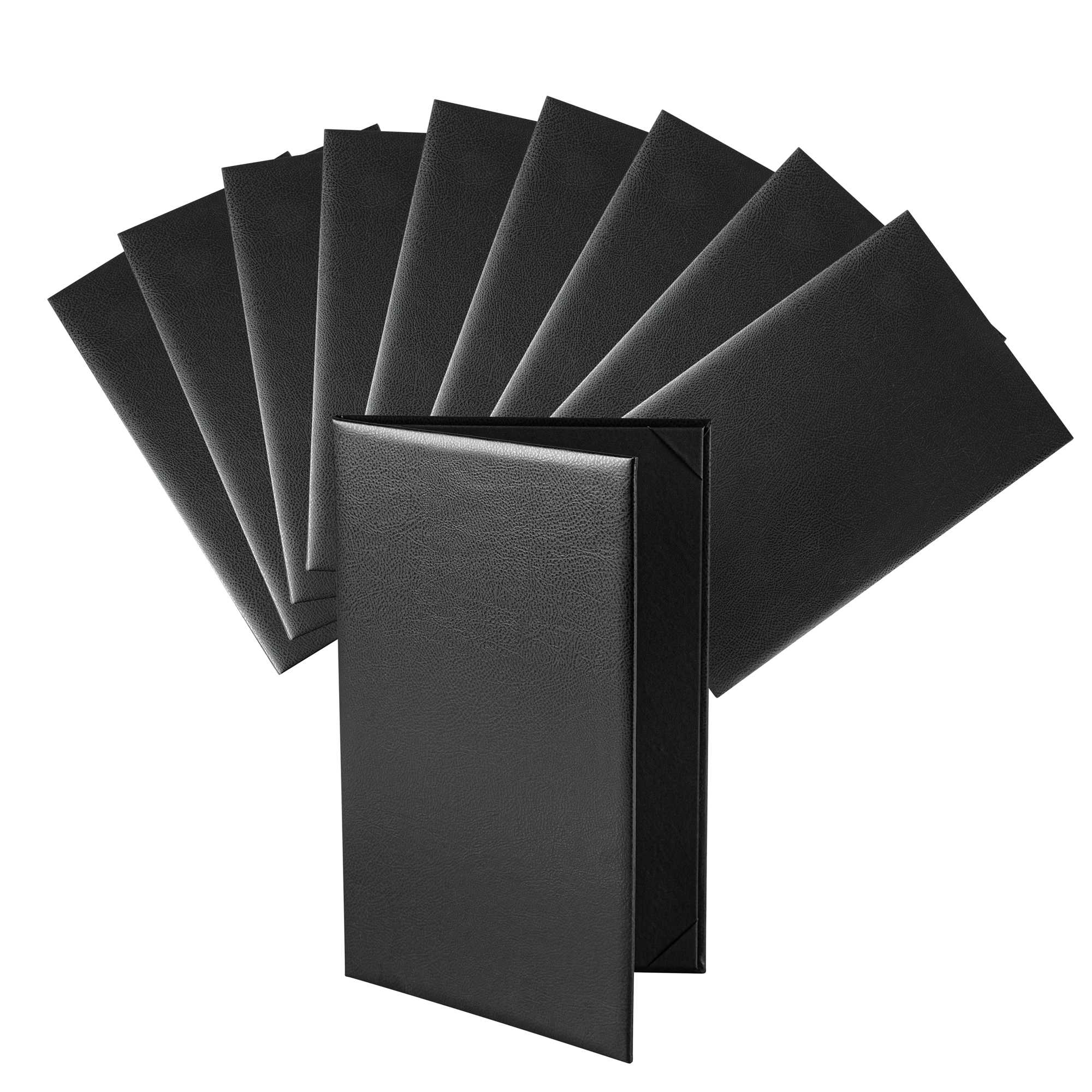 Chef 101 Black Vinyl Menu Booklet - 2-View - 8 1/2" x 14" - 24 count box