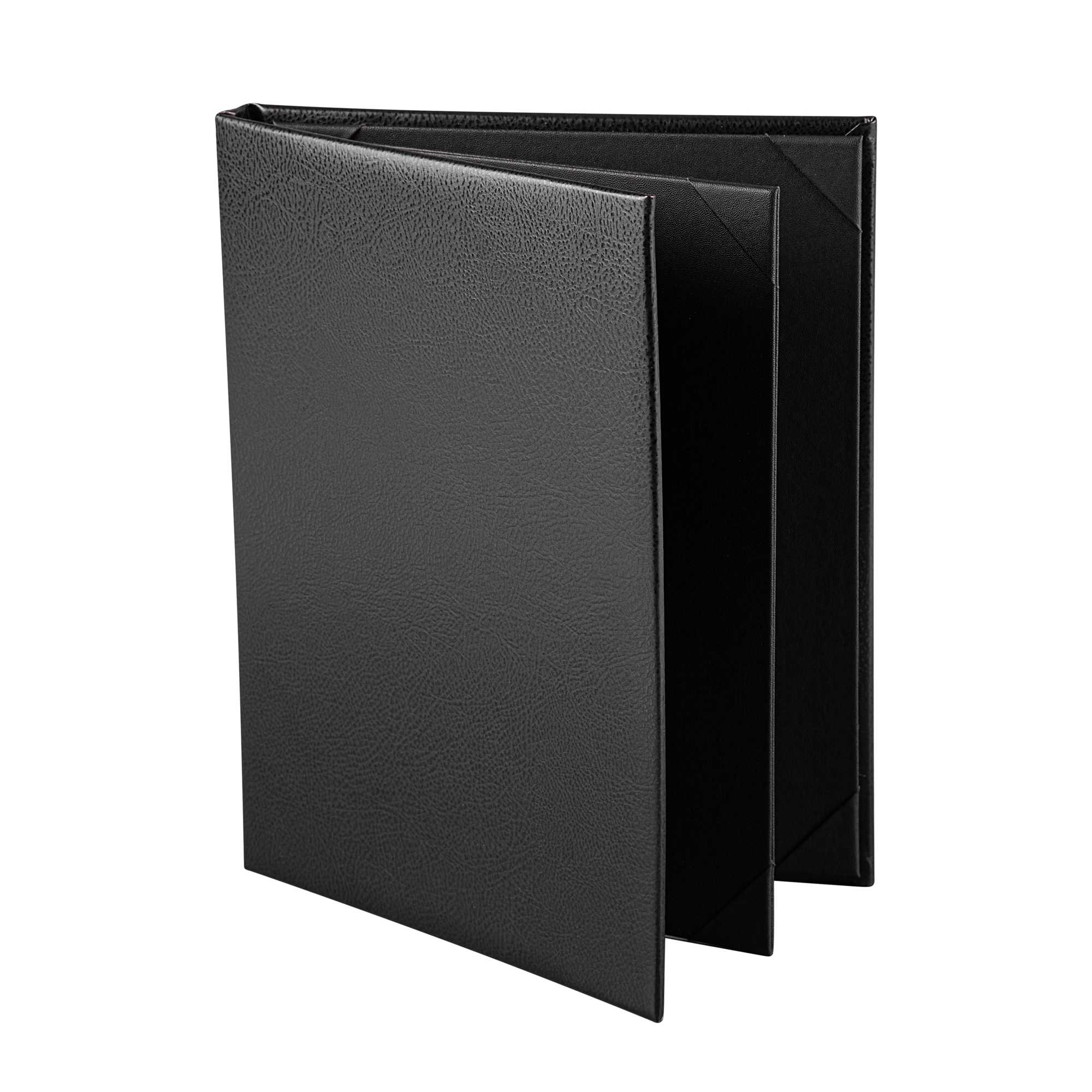 Chef 101 Black Vinyl Menu Booklet - 4-View - 8 1/2" x 11" - 1 count box