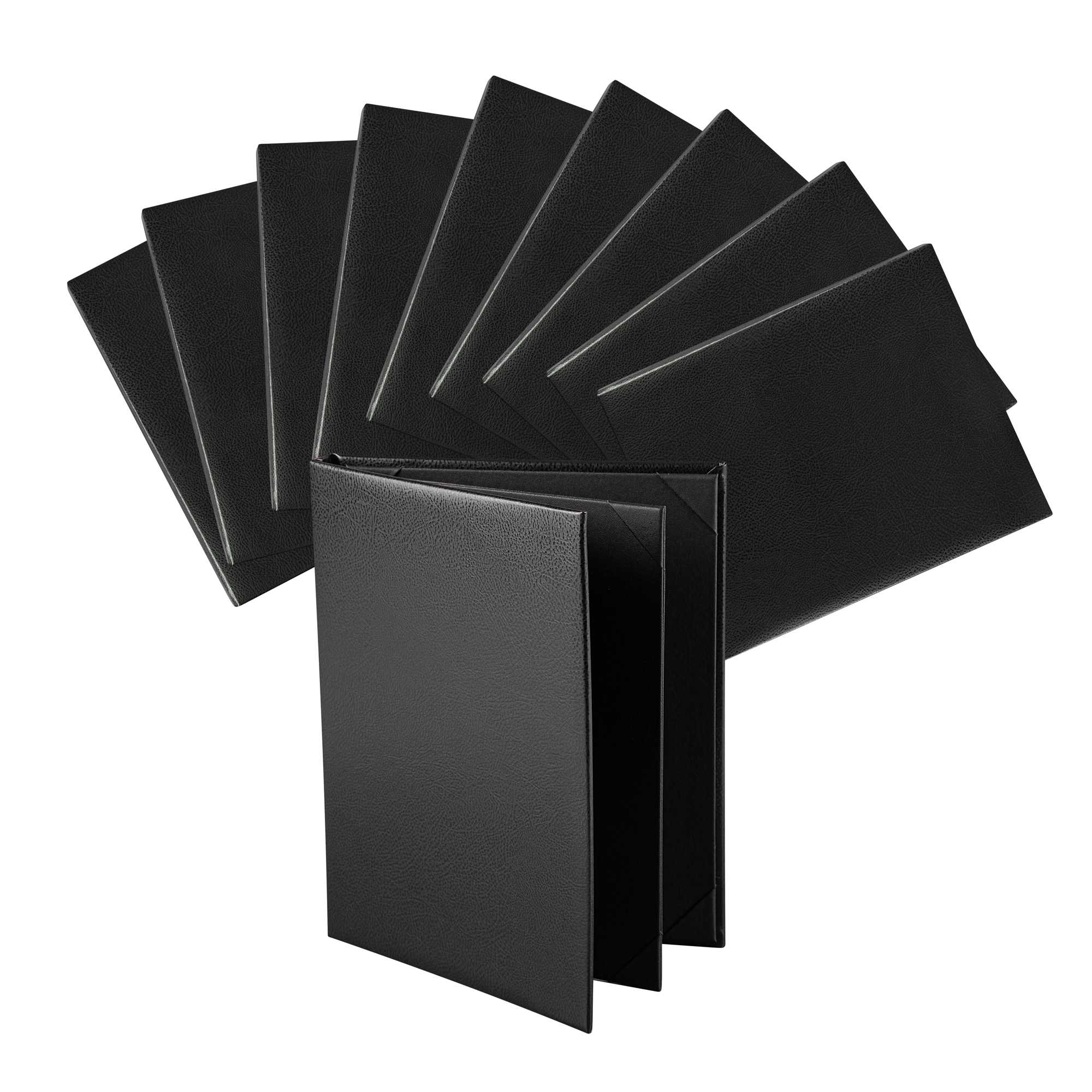 Chef 101 Black Vinyl Menu Booklet - 4-View - 8 1/2" x 11" - 24 count box