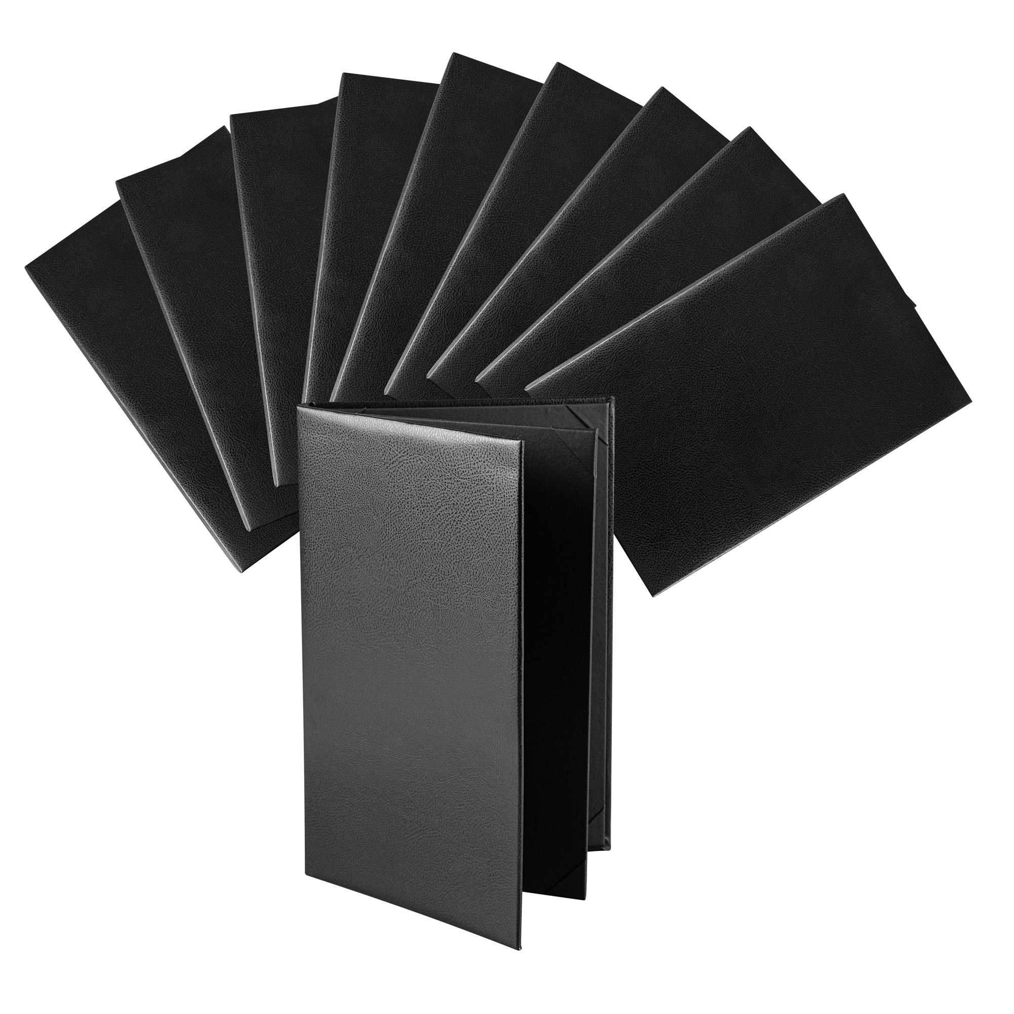 Chef 101 Black Vinyl Menu Booklet - 4-View - 8 1/2" x 14" - 1 count box