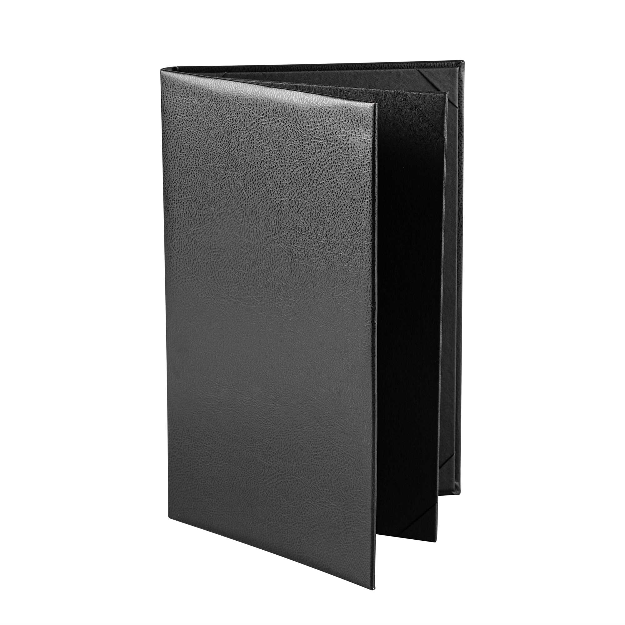 Chef 101 Black Vinyl Menu Booklet - 4-View - 8 1/2" x 14" - 24 count box
