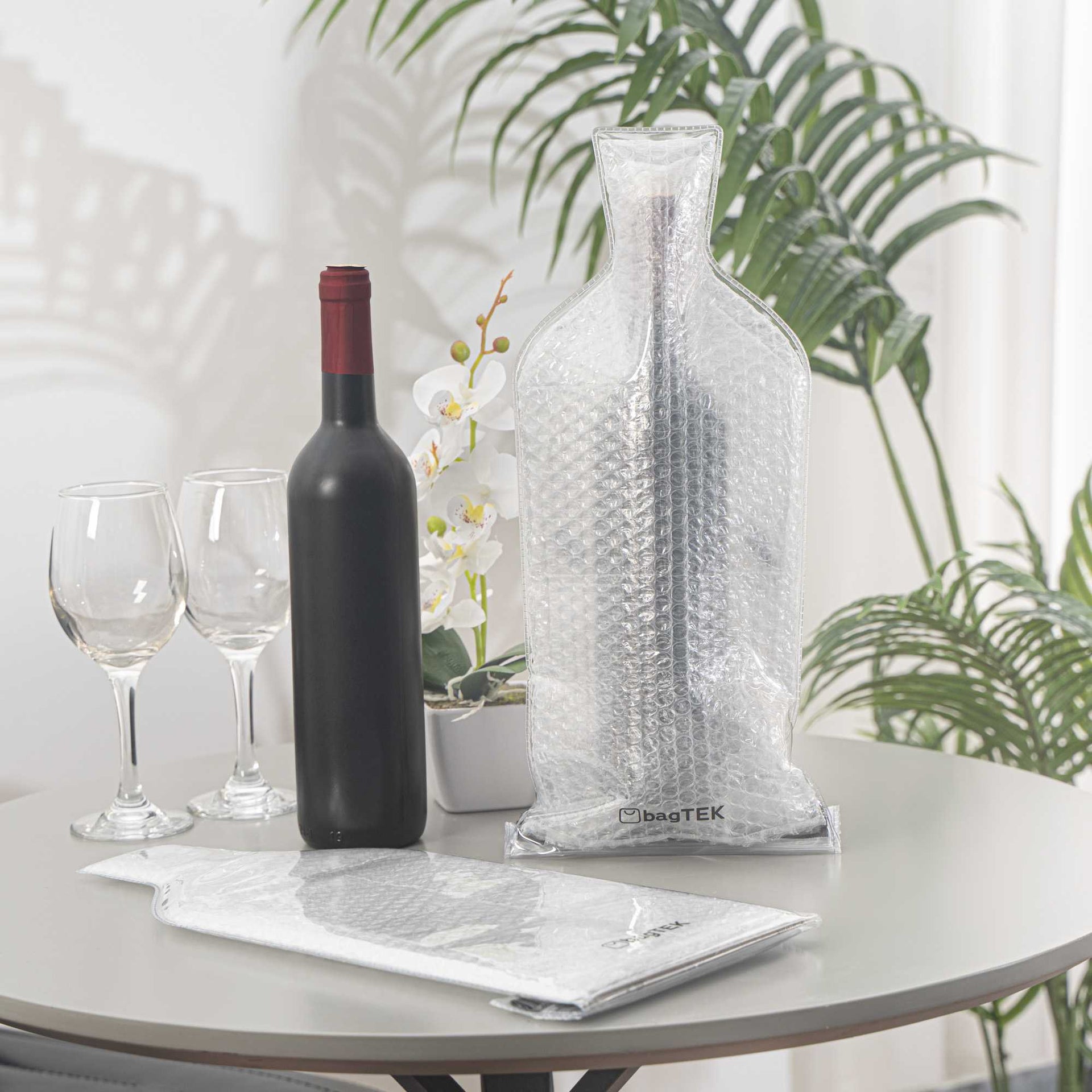 Bag Tek Clear Plastic Wine Bag - 19" x 7" - 12 count box
