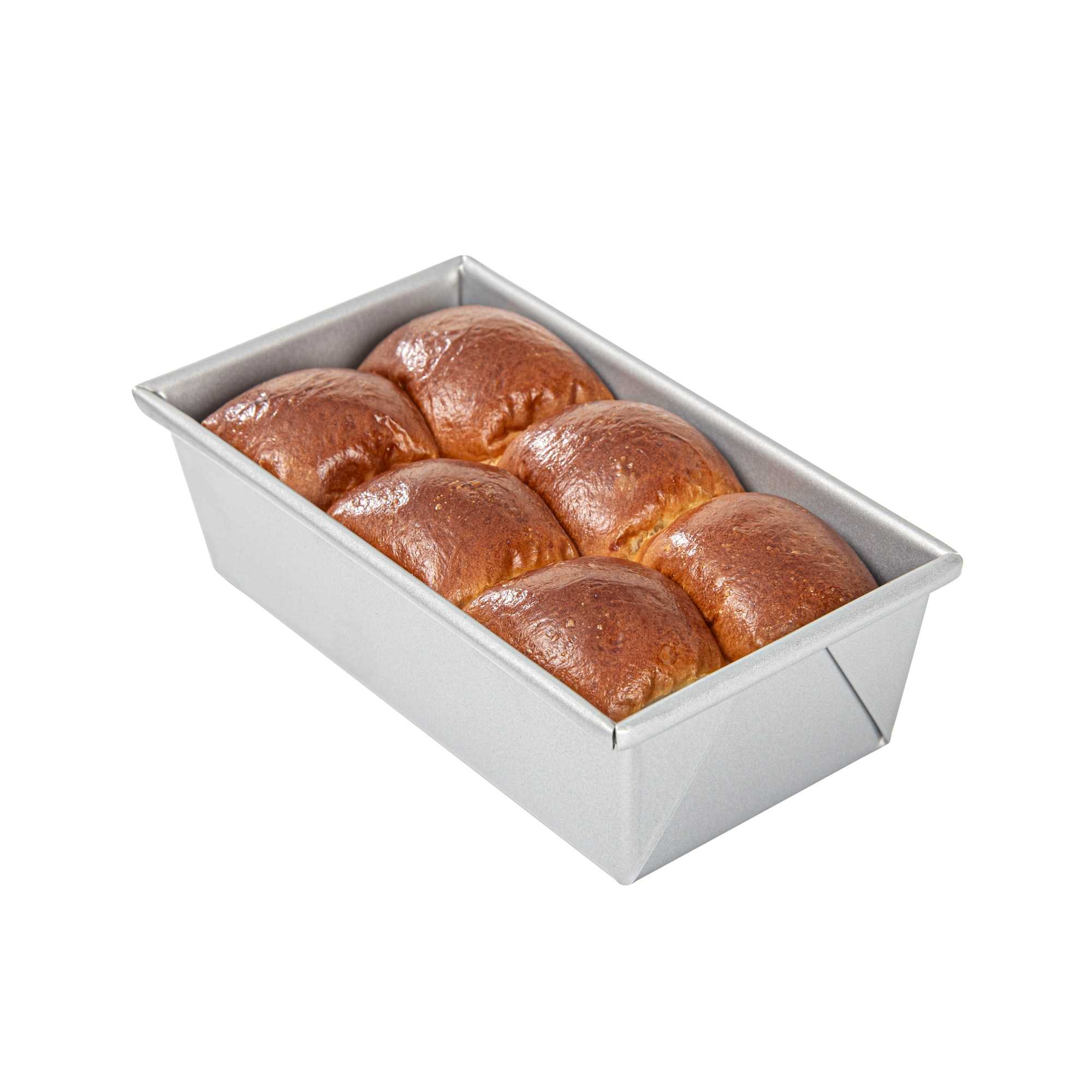 Pastry Tek 1 lb Glazed Aluminized Steel Bread Loaf Pan - 9" x 5" x 2 3/4" - 24 count box