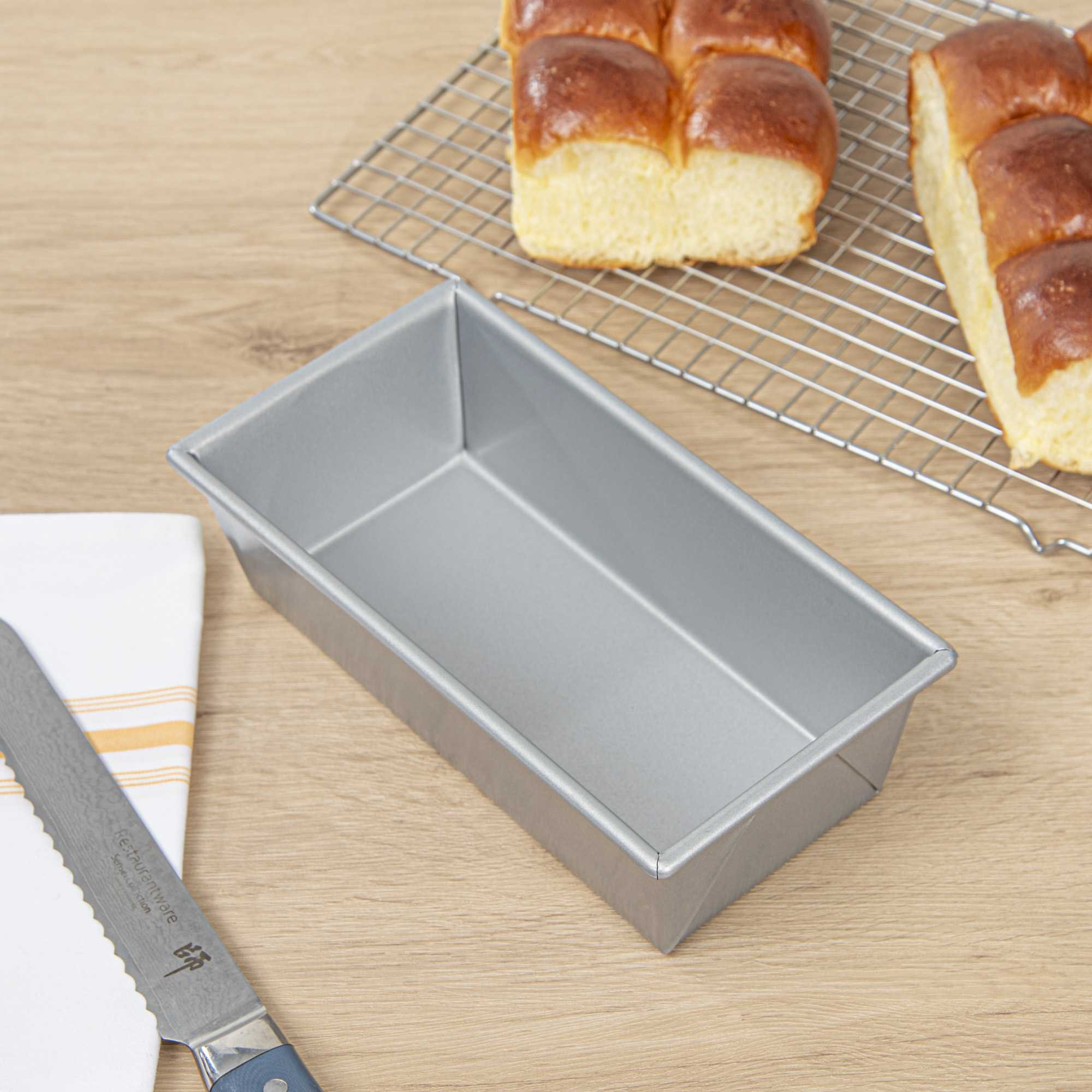 Pastry Tek 1 lb Glazed Aluminized Steel Bread Loaf Pan - 9 3/4" x 5" x 3" - 1 count box
