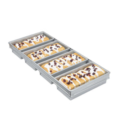 Pastry Tek 1.5 lb Glazed Aluminized Steel Bread Loaf Pan - 4 Strap - 25 3/4