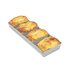 Pastry Tek 3/8 lb Glazed Aluminized Steel Bread Loaf Pan - 4 Strap - 17 3/4