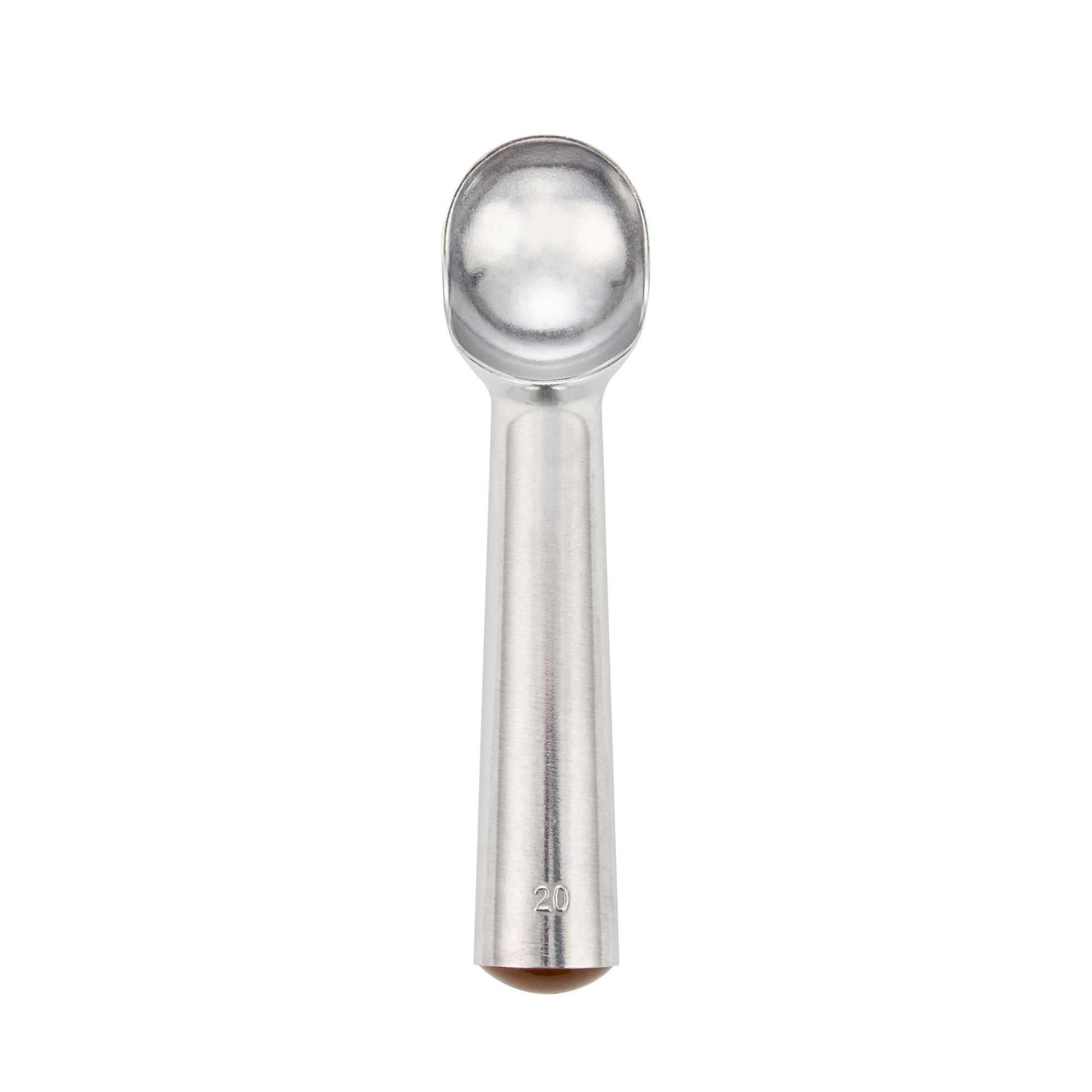 Scoop Haus 2 oz Silver Aluminum #20 Ice Cream Scoop / Dipper - Defrost Handle - 7" x 1 3/4" x 1 1/2" - 1 count box