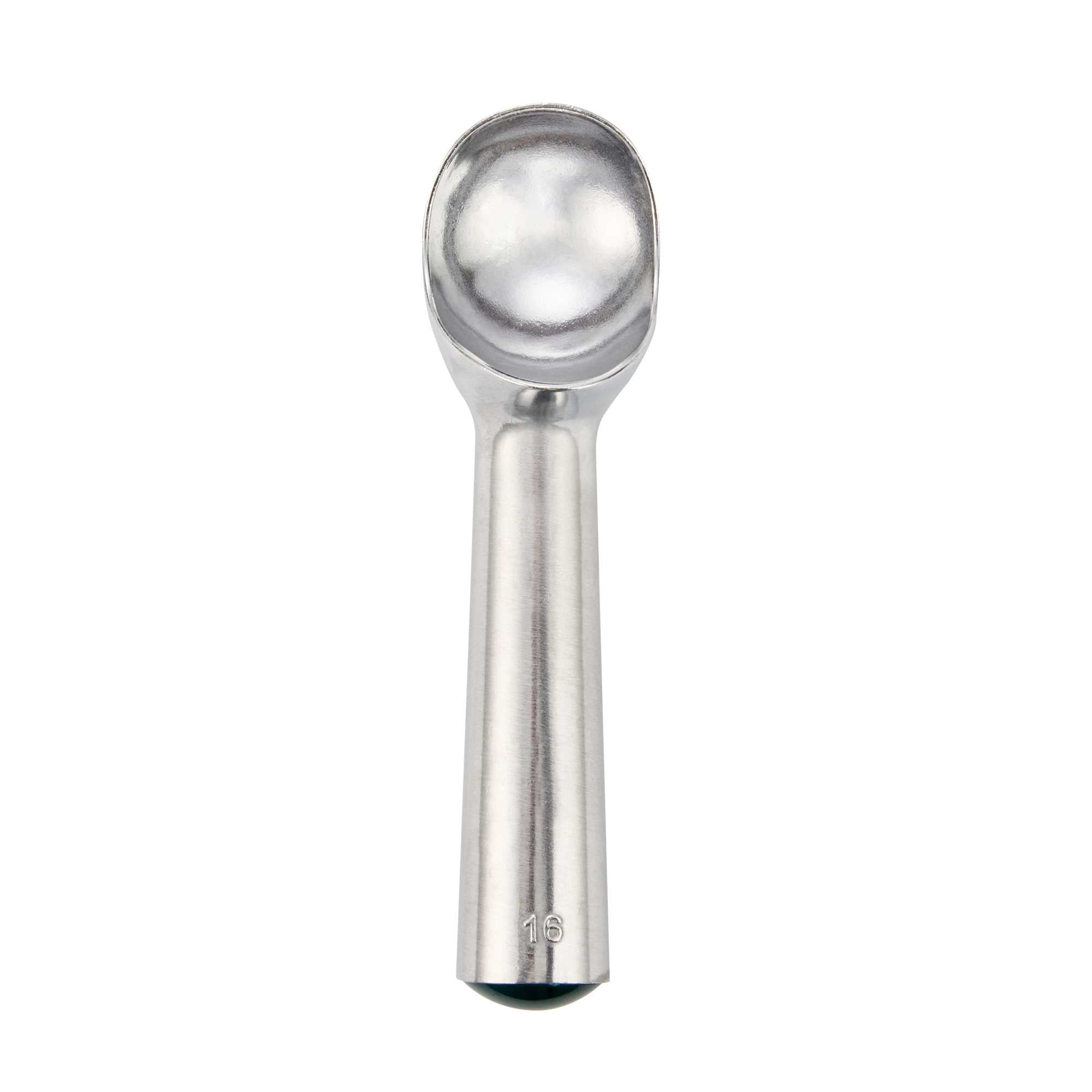 Scoop Haus 2.5 oz Silver Aluminum #16 Ice Cream Scoop / Dipper - Defrost Handle - 7" x 1 3/4" x 2" - 100 count box