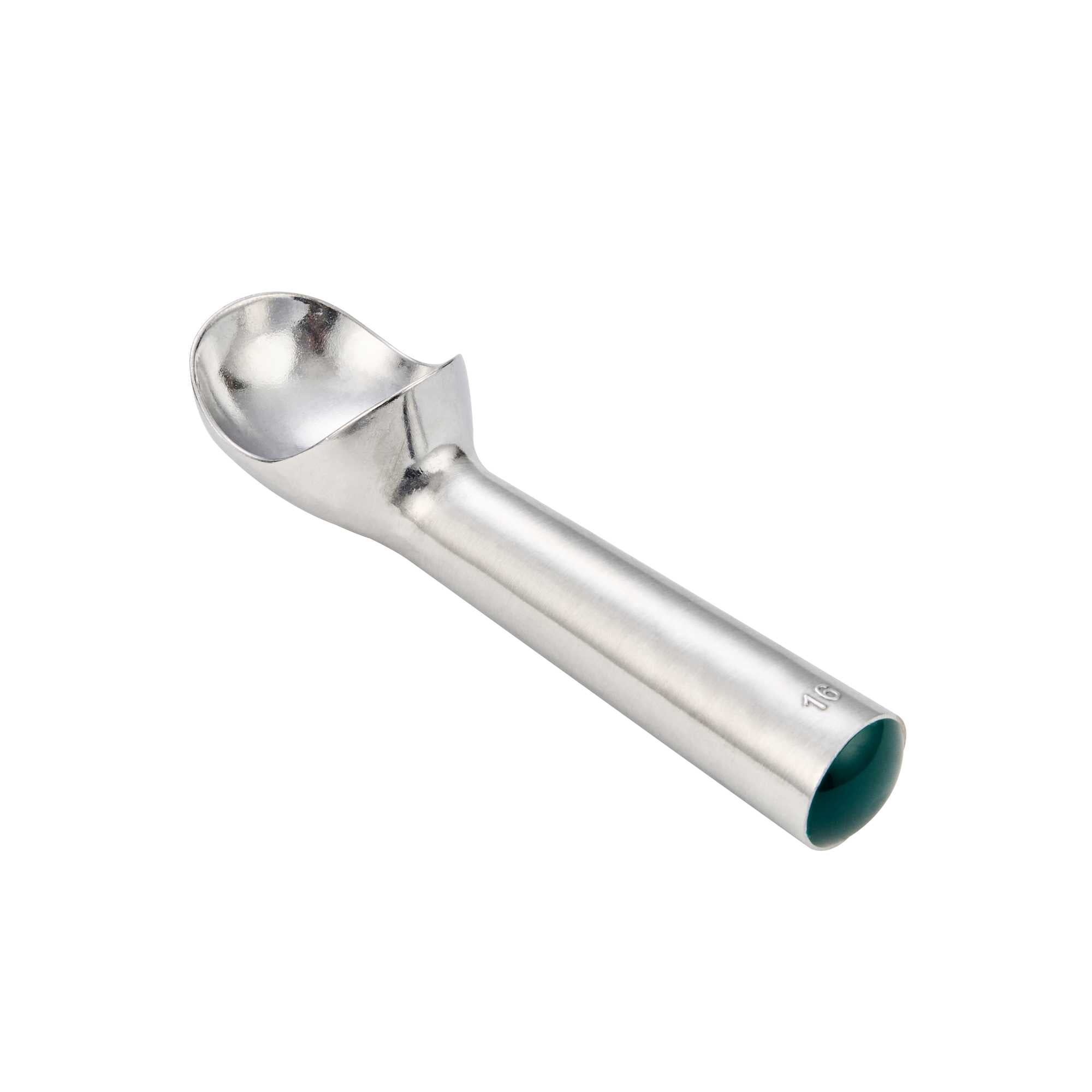 Scoop Haus 2.5 oz Silver Aluminum #16 Ice Cream Scoop / Dipper - Defrost Handle - 7" x 1 3/4" x 2" - 100 count box