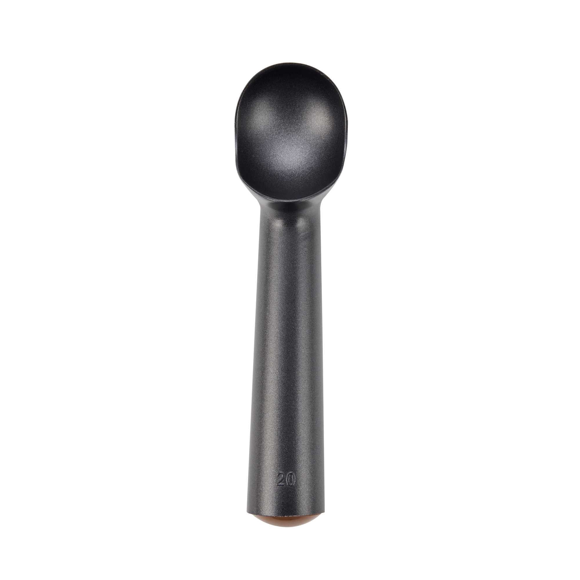 Scoop Haus 2 oz Black Aluminum #20 Ice Cream Scoop / Dipper - Defrost Handle - 7" x 1 3/4" x 1 1/2" - 100 count box