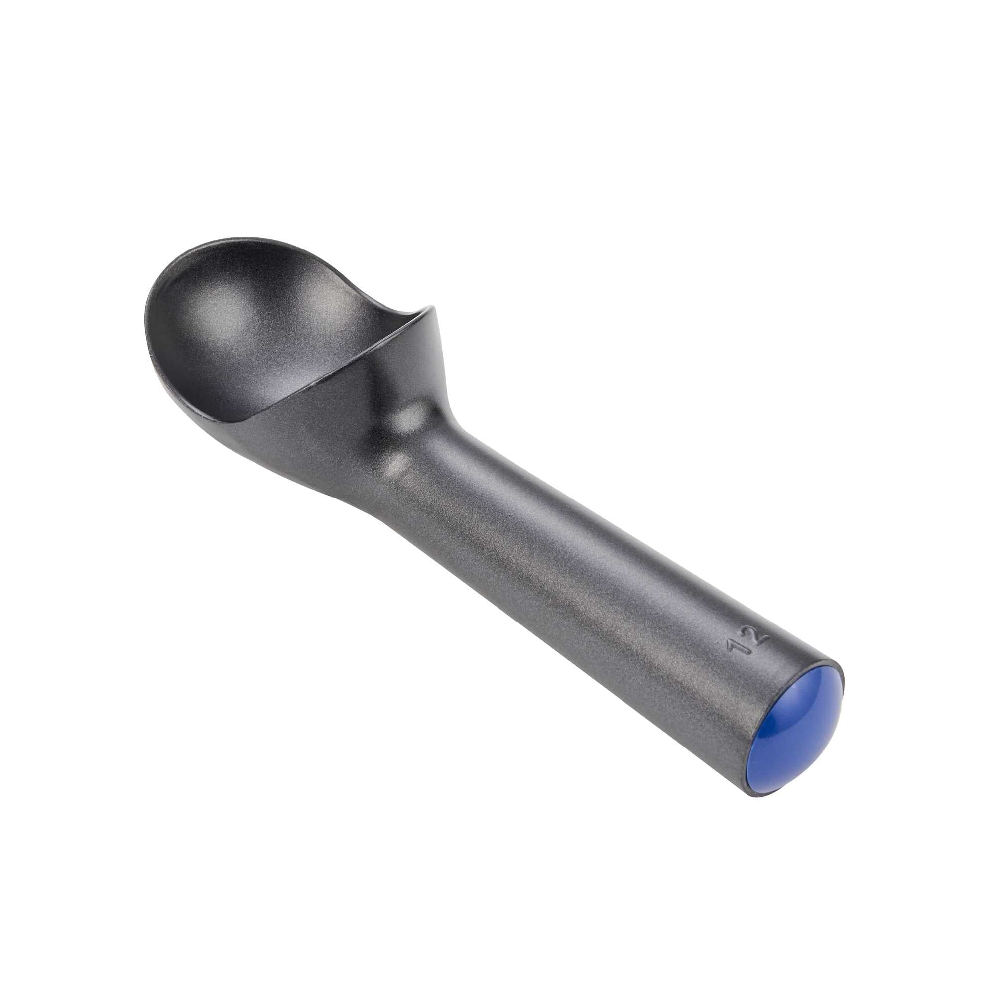Scoop Haus 3 oz Black Aluminum #12 Ice Cream Scoop / Dipper - Defrost Handle - 7" x 2" x 2" - 1 count box