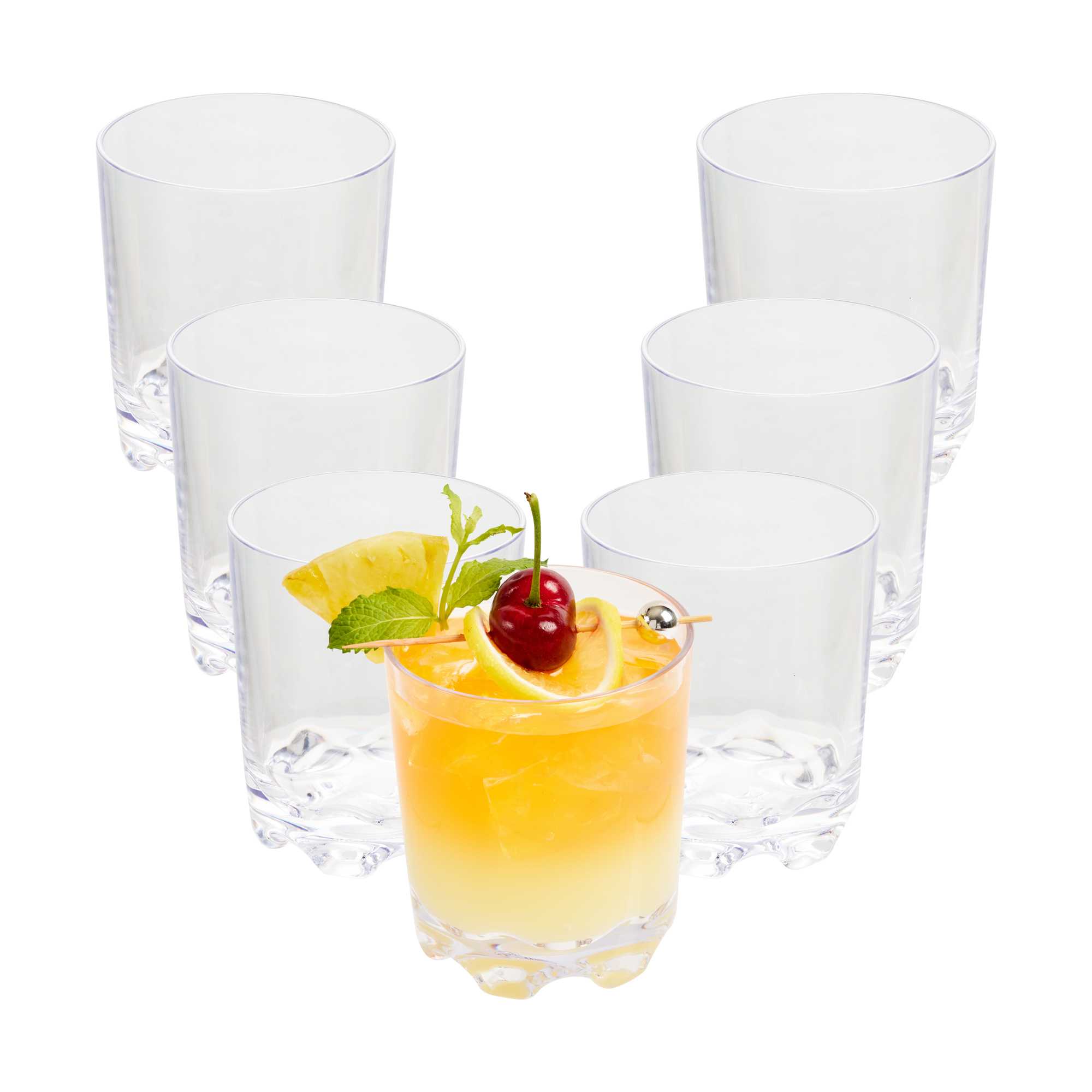 Bev Tek 11 oz Clear Tritan Plastic Rocks / Old Fashioned Glass - 3 1/4" x 3 1/4" x 3 3/4" - 6 count box