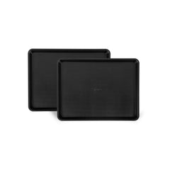 Pastry Tek Black Carbon Steel Half Size Sheet Pan - Non-Stick, Tapered Edge - 17 1/4